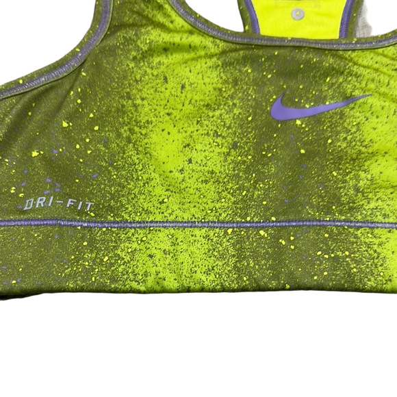 Nike Dri-Fit Sports Bra Green and Yellow Performance Sports Bra Size Small - Picture 2 of 3